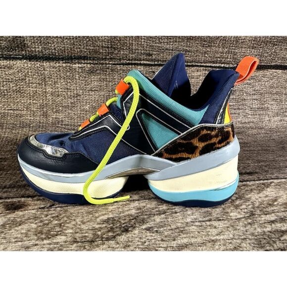 Michael Kors Womens Olympia Sig Semi Lux Trainer Sneakers Multi Color Sz 7 - Picture 6 of 10